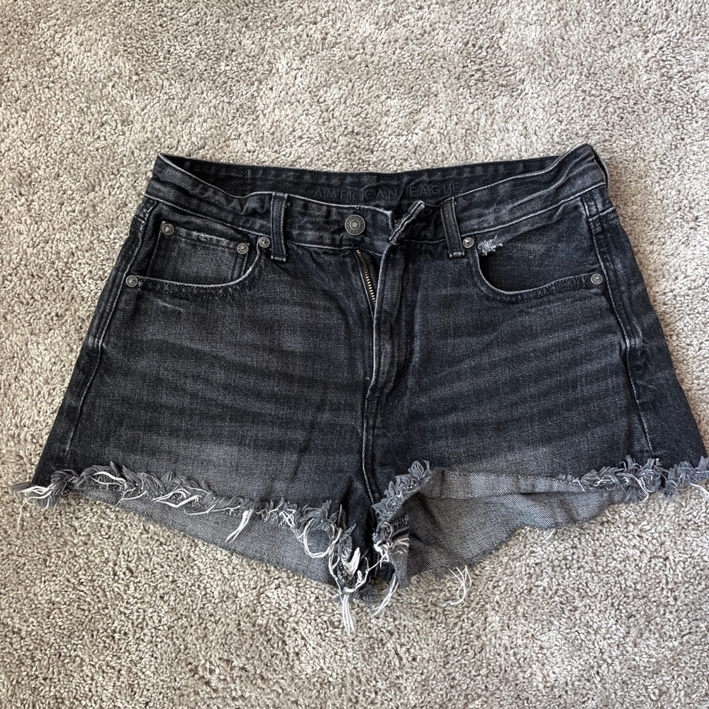 American Eagle Outfitters Black-Wash Denim Shorts